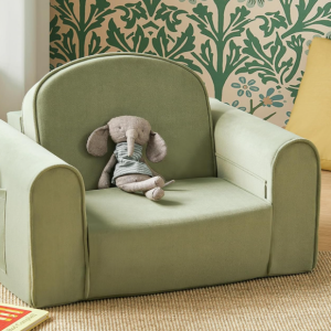 Foldable Multifunctional Kids' Sofa Bed – Soft, Padded Toddler Sofa Chair with Storage Pocket – Ideal for Play Areas, Reading, and Resting – Green