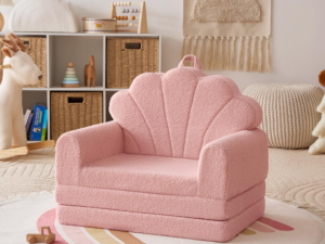 Kids' Convertible Sofa Chair – Soft & Comfortable Small Sofa – Multifunctional Foldable Sofa Bed – Suitable for Play Areas, Reading Corners, and Bedrooms – Pink