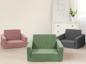 Corduroy Kids' Foldable Sofa Chair – Multifunctional Sofa Bed – Convertible Lounge Chair – Soft & Comfortable Design – Suitable for Boys' & Girls' Bedrooms and Play Areas – Green