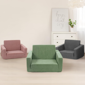 Corduroy Kids' Foldable Sofa Chair – Multifunctional Sofa Bed – Convertible Lounge Chair – Soft & Comfortable Design – Suitable for Boys' & Girls' Bedrooms and Play Areas – Green
